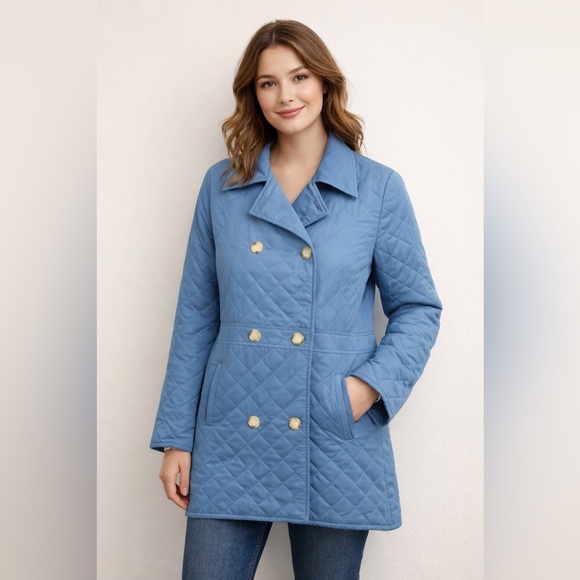 Lilly Pulitzer Jackets & Blazers - Lilly Pulitzer Quilted Light Blue Barn Coat Sz medium